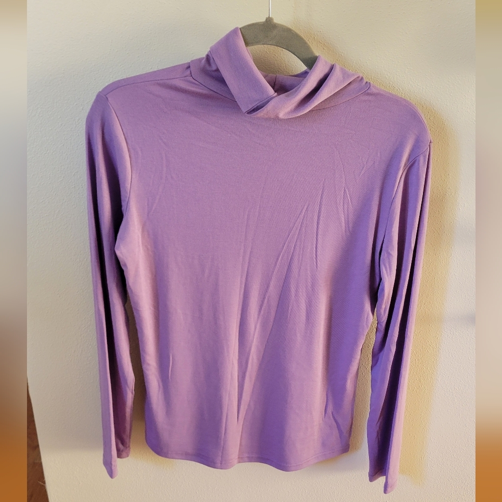 Purple Long Sleeve Turtleneck Top